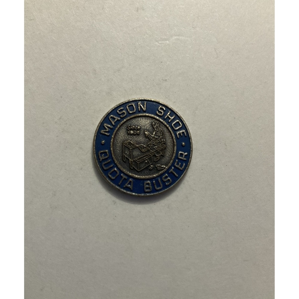Vtg Mason Shoe Quota Buster Lapel Pin Hat Pinback Rare Blue Silver Tone